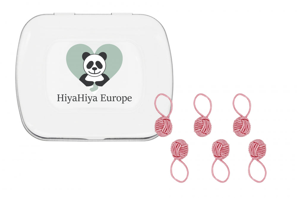 HiyaHiya Notion Tin with Pink Yarn Ball Stitch Markers