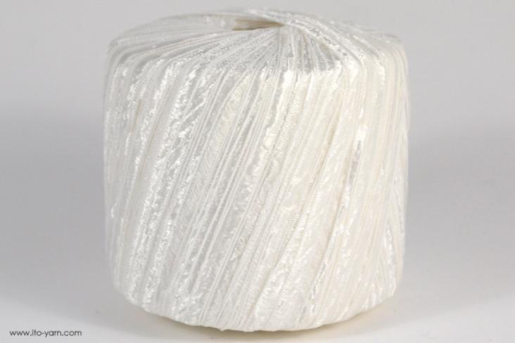 ITO MASAKI Olive stunning ribbon yarn, 01, White, comp: 75% Cupro  25% Nylon  