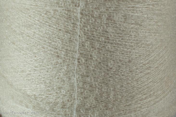 ITO Awayuki small curls yarn, 460, White, comp: 80% Mohair, 20% Silk