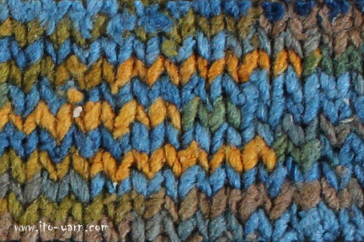 ITO Kinu Kasuri space dyed silk yarn, 131, Brass, comp: 100% Silk