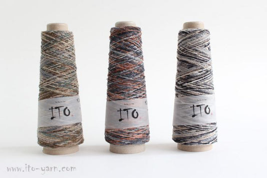 ITO Kinu Kasuri space dyed silk yarn comp: 100% Silk