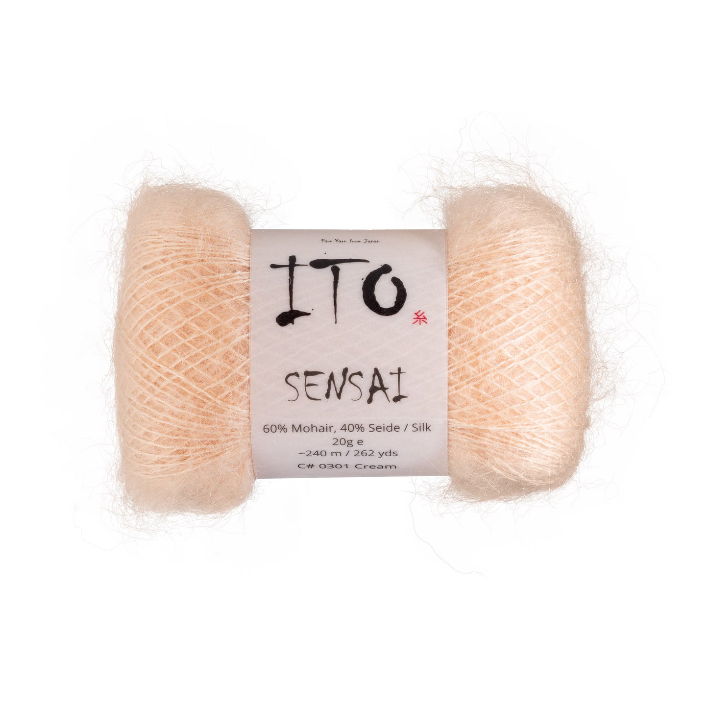 ITO Sensai delicate mohair yarn, 301, Cream, comp: 60% Mohair, 40% Silk