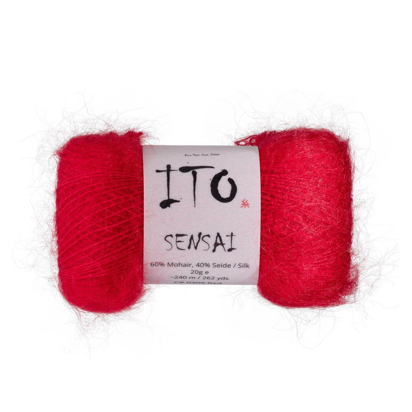 ITO Sensai delicate mohair yarn, 309, Red, comp: 60% Mohair, 40% Silk