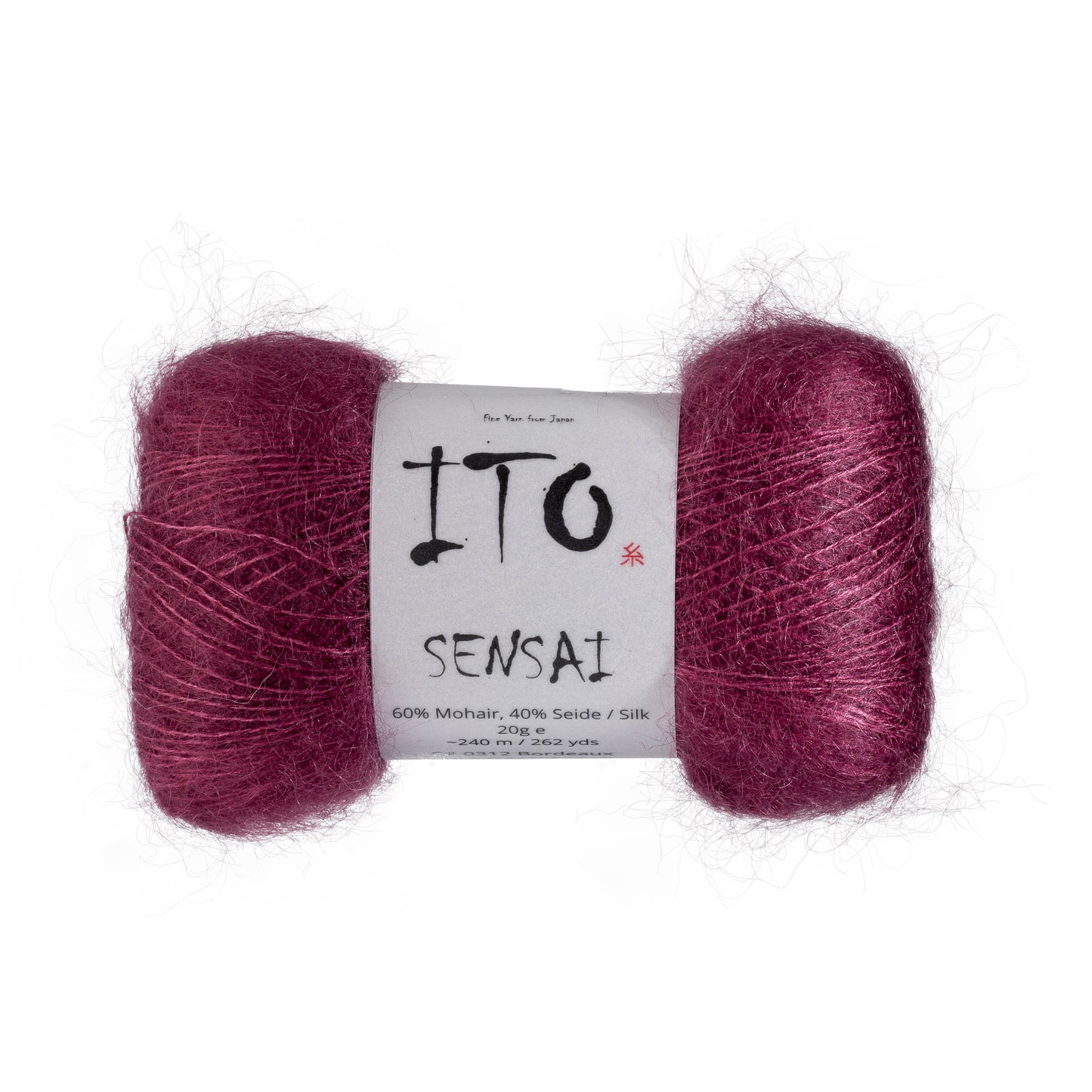 ITO Sensai delicate mohair yarn, 312, Bordeaux, comp: 60% Mohair, 40% Silk