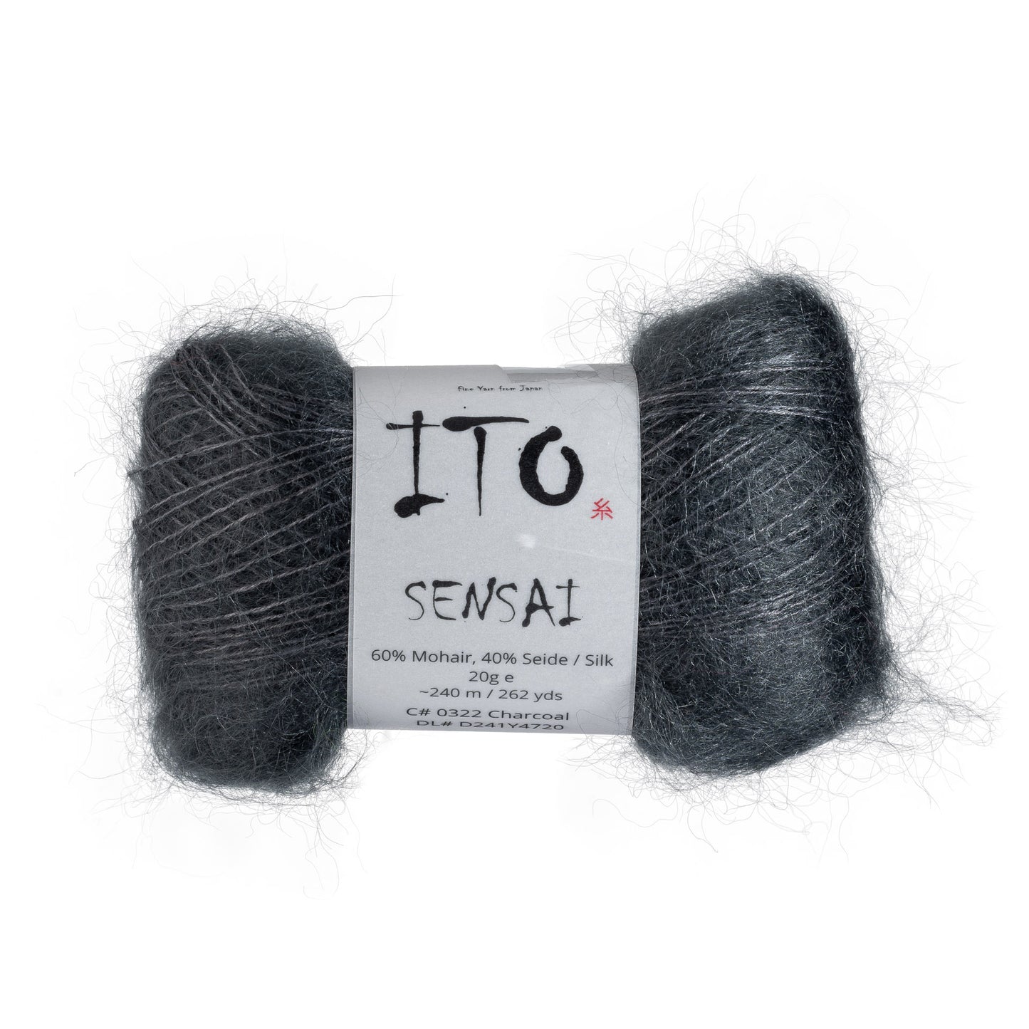 ITO Sensai delicate mohair yarn, 322, Charcoal, comp: 60% Mohair, 40% Silk