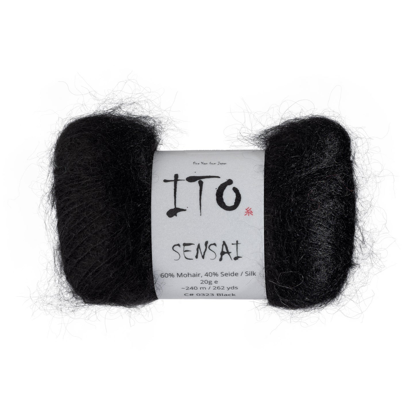 ITO Sensai delicate mohair yarn, 323, Black, comp: 60% Mohair, 40% Silk