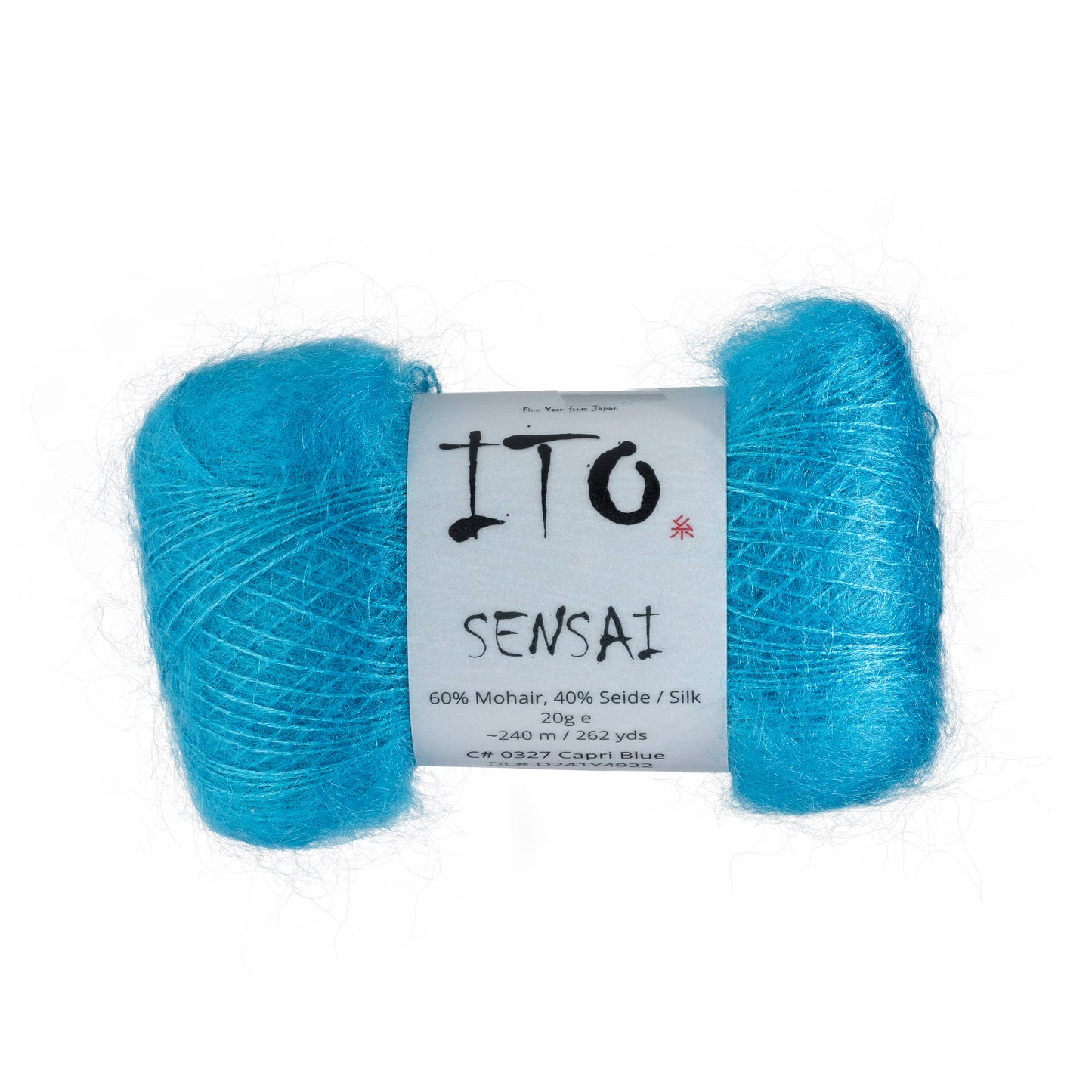 ITO Sensai delicate mohair yarn, 327, Capri Blue, comp: 60% Mohair, 40% Silk