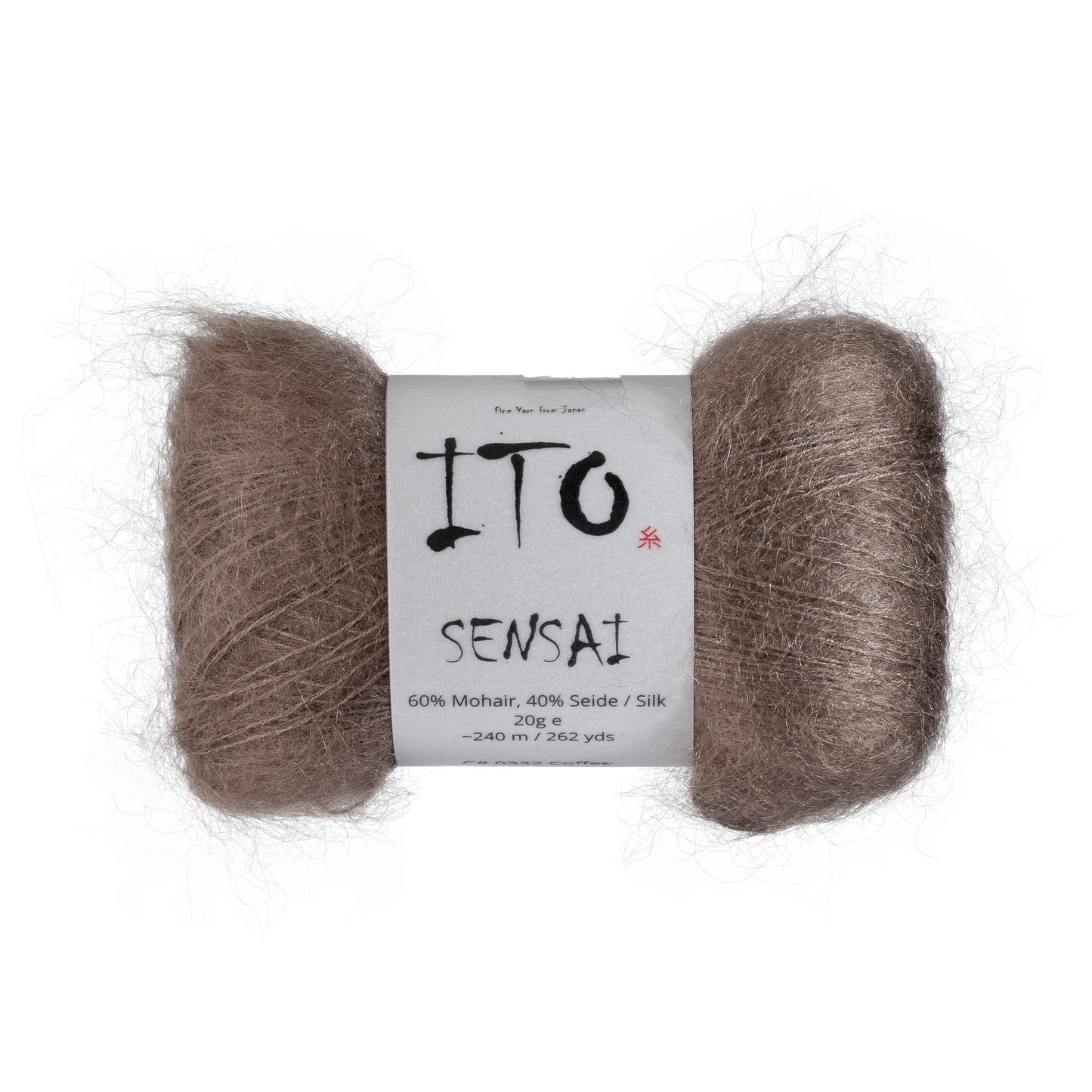 ITO Sensai delicate mohair yarn, 332, Coffee, comp: 60% Mohair, 40% Silk