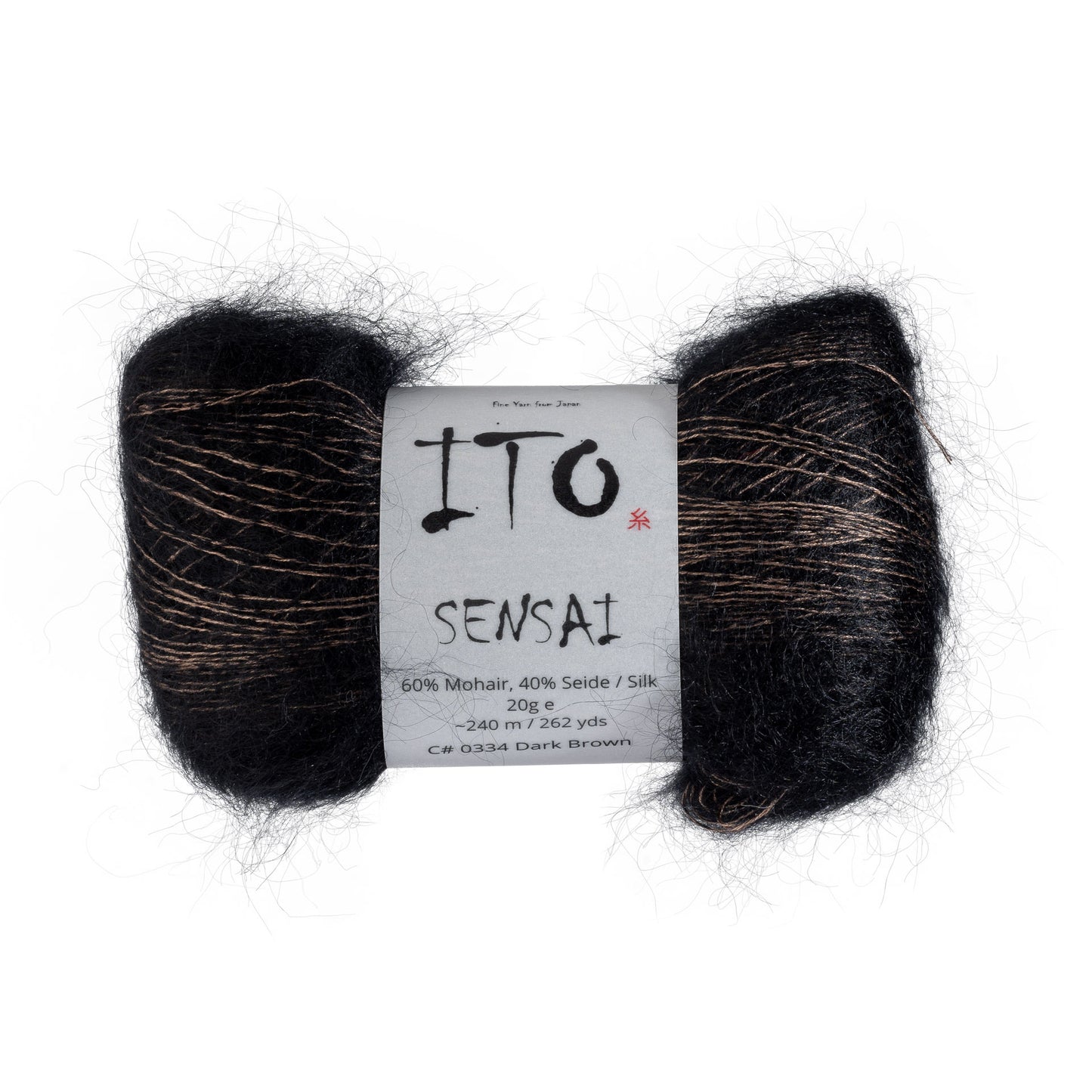 ITO Sensai delicate mohair yarn, 334, Dark Brown, comp: 60% Mohair, 40% Silk