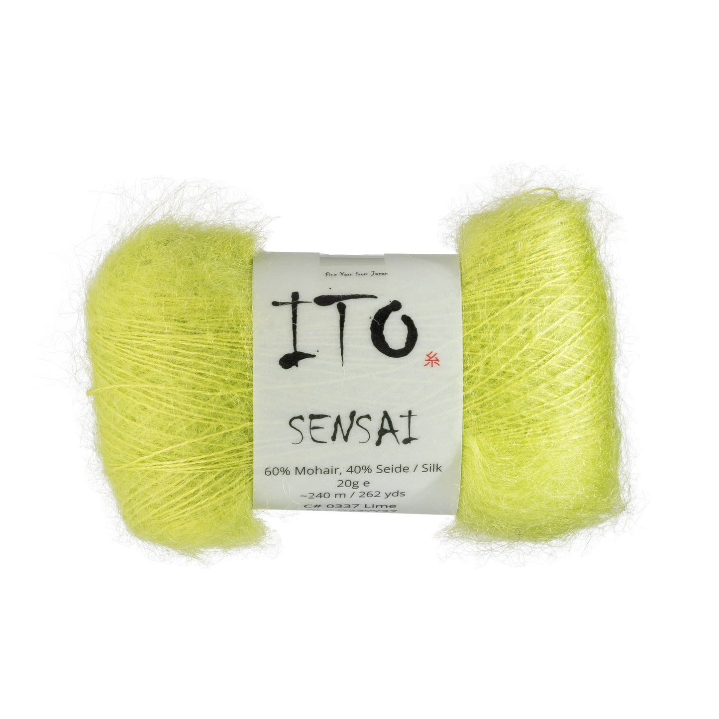 ITO Sensai delicate mohair yarn, 337, Lime, comp: 60% Mohair, 40% Silk