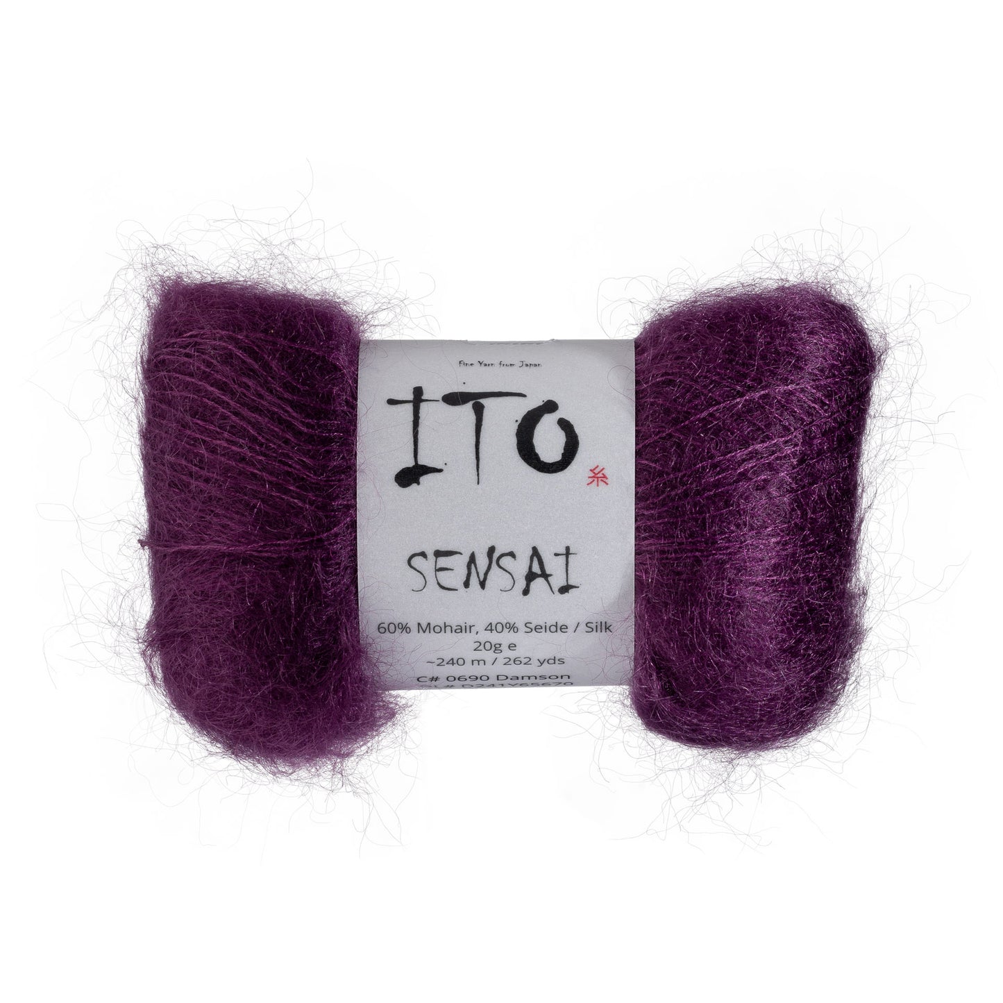 ITO Sensai delicate mohair yarn, 690, Damson, comp: 60% Mohair, 40% Silk