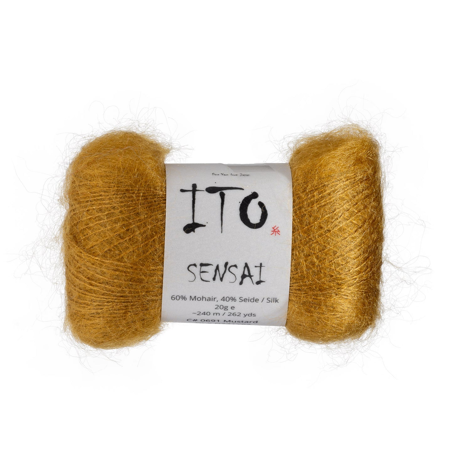 ITO Sensai delicate mohair yarn, 691, Mustard, comp: 60% Mohair, 40% Silk