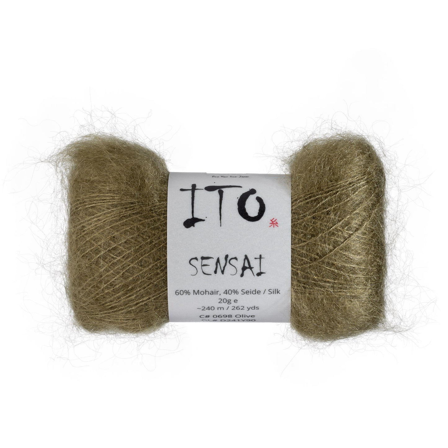 ITO Sensai delicate mohair yarn, 698, Olive, comp: 60% Mohair, 40% Silk