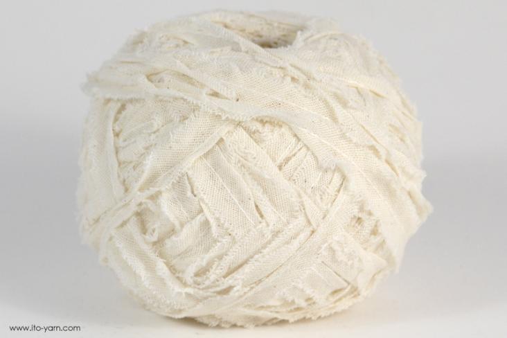 ITO MASAKI Sage woven ribbon yarn, 01, White, comp: 100% Cotton   