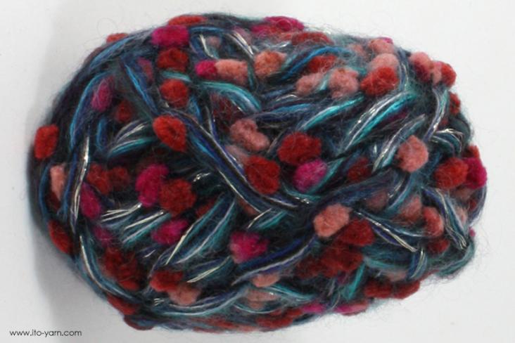 ITO MASAKI Tama multicolored nep yarn with big knobs, 51, Blue, comp: 44% Nylon  18% Wool  16% Mohair  16% Mohair