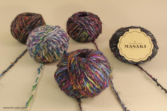 ITO MASAKI Miyabi opulent elegance yarn - comp: 50% Wool  34% Nylon  10% Mohair  6% Silk  6% Silk