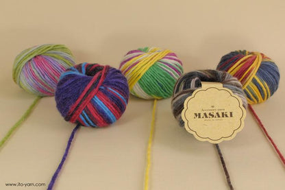 ITO MASAKI Paletto irregularly colored soft roving yarn - comp: 100% Wool    