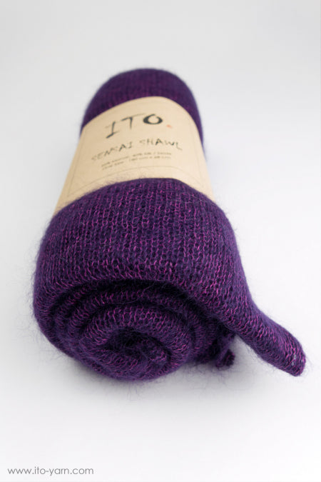 ITO Sensai Shawl of gentle yarn - comp: 60% Mohair and 40% Silk, 314, Prune