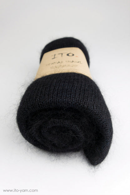 ITO Sensai Shawl of gentle yarn - comp: 60% Mohair and 40% Silk, 323, Black