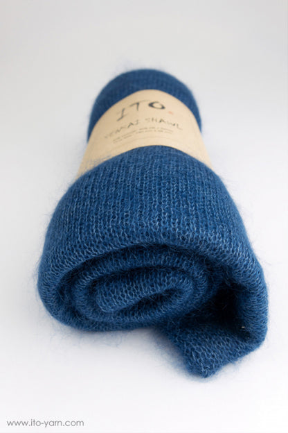 ITO Sensai Shawl of gentle yarn - comp: 60% Mohair and 40% Silk, 328, Denim