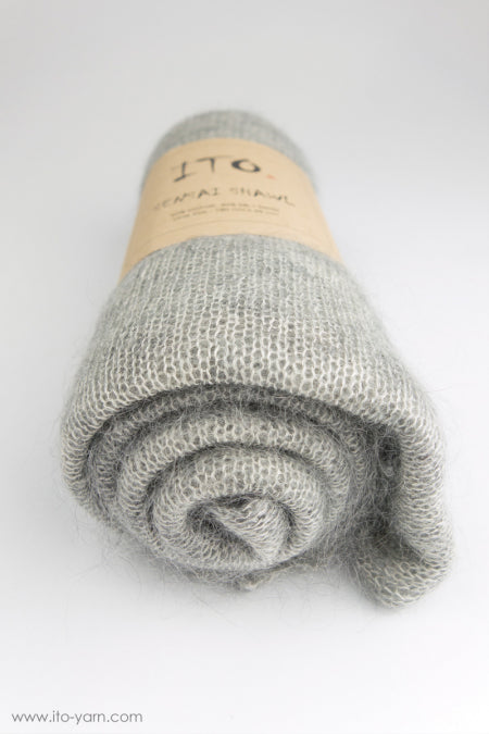 ITO Sensai Shawl of gentle yarn - comp: 60% Mohair and 40% Silk, 345, Top Light Gray