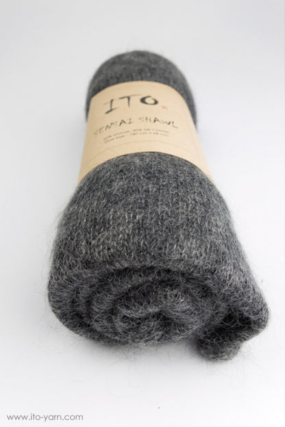 ITO Sensai Shawl of gentle yarn - comp: 60% Mohair and 40% Silk, 346, Top Dark Gray