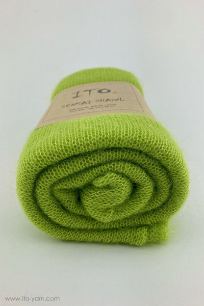 ITO Sensai Shawl of gentle yarn - comp: 60% Mohair and 40% Silk, 337, Lime
