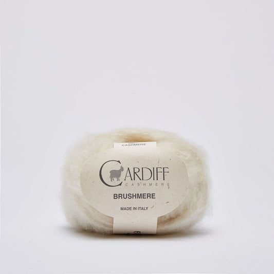 Cardiff BRUSHMERE gentle yarn, 101, WHITE, comp: 100% Cashmere