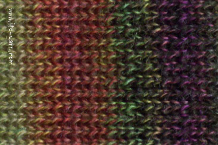 ITO Niji irregular color yarn, 410, Shades of Vine, comp: 100% Wool