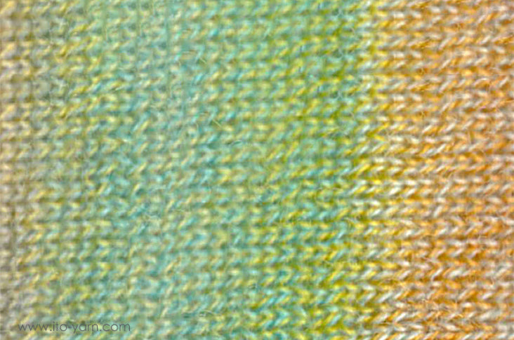 ITO Niji irregular color yarn, 419, Shades of Lime, comp: 100% Wool