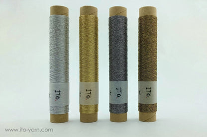 ITO San gold or silver colored sewing and embroidery thread comp: 75% Rayon and 25% Polyester (metallized)